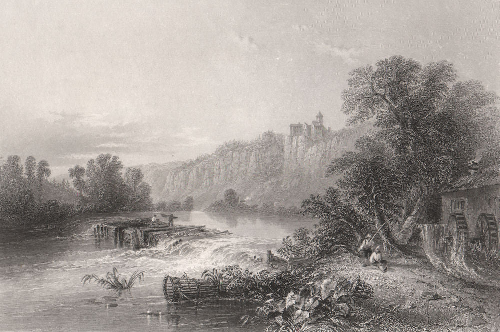 Burg Prunn Castle, Altmühltal, Bavaria. Danube Donau. BARTLETT 1840 old print